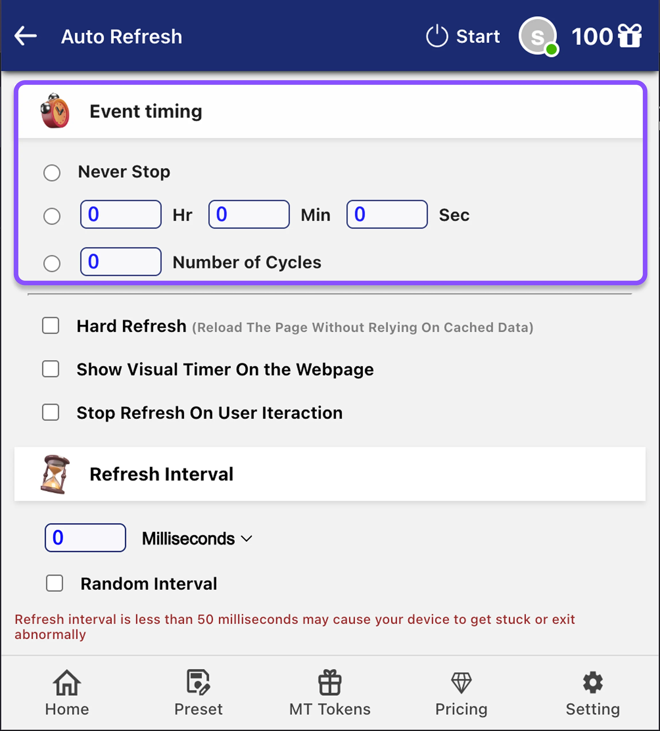 Step 1: Select Event Timing